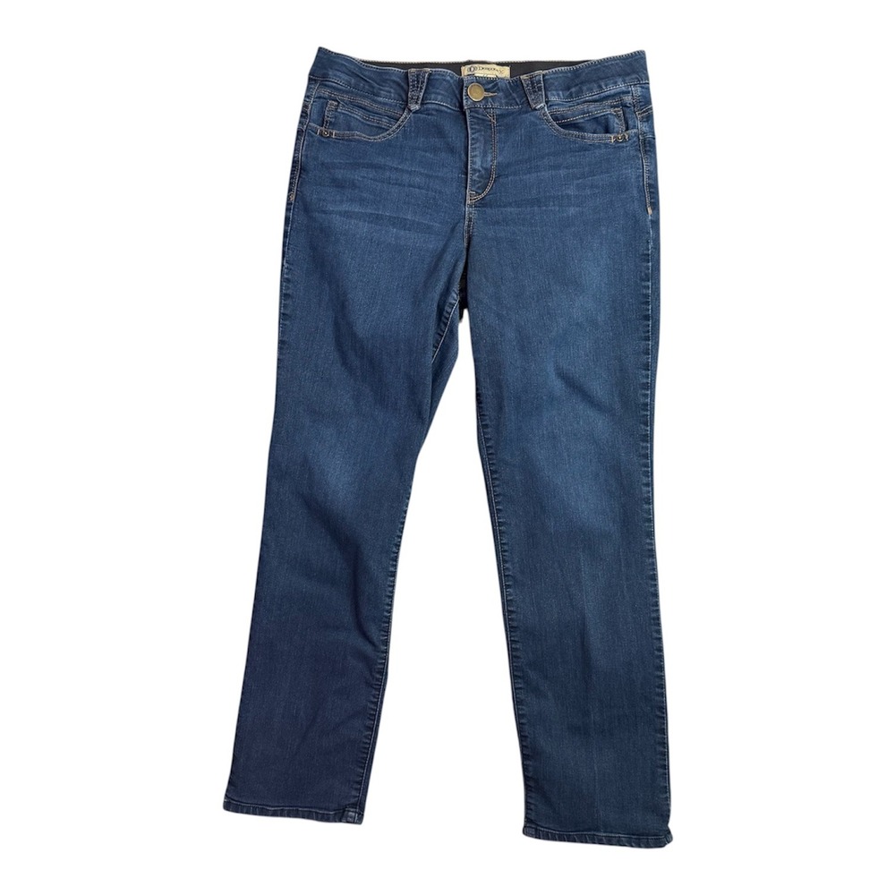 Democracy Jeans Women 14 Blue Ab solution Straight Leg Dark Wash Stretch Denim